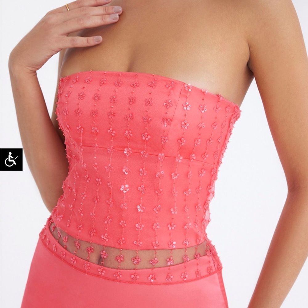 Mistress rocks top XS nwot Coral Beaded Strapless Corset
